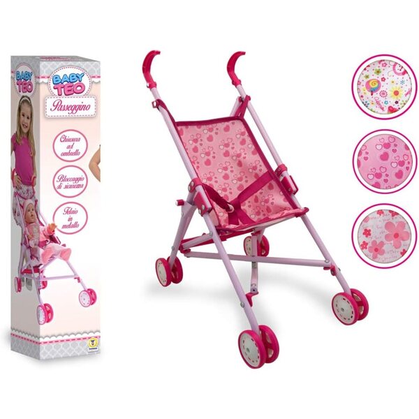 Passeggino per bambole in metallo pieghevole con chiusura a ombrello Teorema 50 cm
