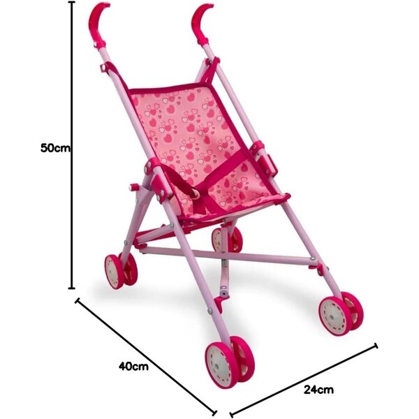 Passeggino per bambole in metallo pieghevole con chiusura a ombrello Teorema 50 cm