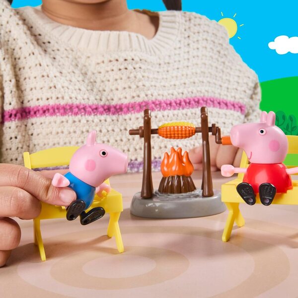 Peppa Pig Wohnwagen-Spielset mit 3 Figuren und Zubehör, Vorschulspielzeug für Kinder ab 3 Jahren