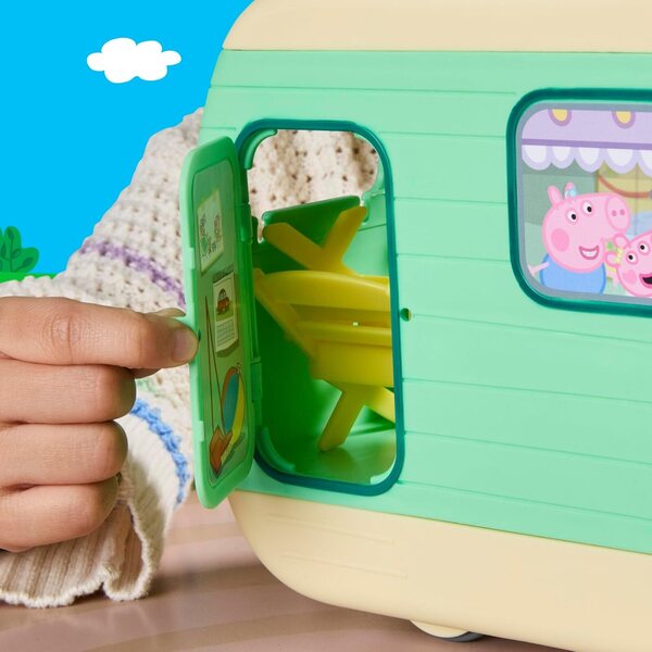 Peppa Pig Wohnwagen-Spielset mit 3 Figuren und Zubehör, Vorschulspielzeug für Kinder ab 3 Jahren