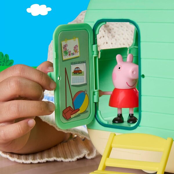 Peppa Pig Wohnwagen-Spielset mit 3 Figuren und Zubehör, Vorschulspielzeug für Kinder ab 3 Jahren