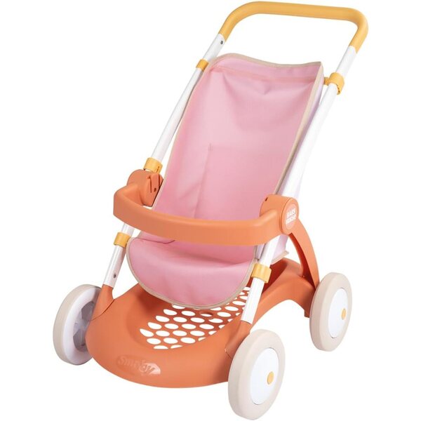 Smoby Baby Nurse Kinderwagen für Puppen bis 42 cm mit Tasche und Korb, 58 cm Griffhöhe