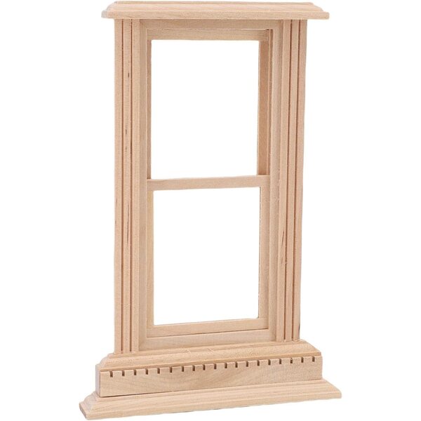 Cornice Finestra Ghigliottina in Legno per Casa delle Bambole Personalizzabile 9,5x15 cm