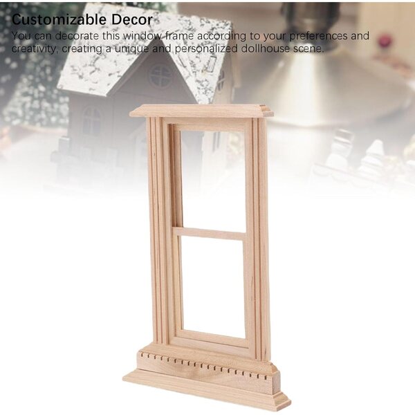 Cornice Finestra Ghigliottina in Legno per Casa delle Bambole Personalizzabile 9,5x15 cm
