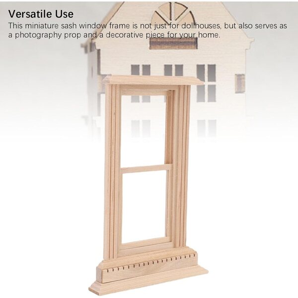 Cornice Finestra Ghigliottina in Legno per Casa delle Bambole Personalizzabile 9,5x15 cm