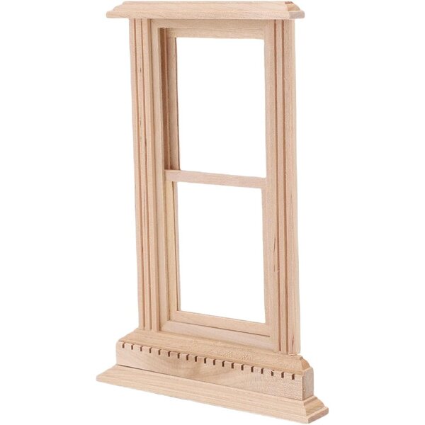 Cornice Finestra Ghigliottina in Legno per Casa delle Bambole Personalizzabile 9,5x15 cm