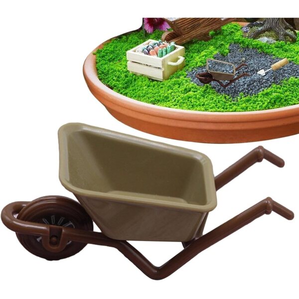 Mini-Schubkarre aus ABS für Garten- und Spieldekorationen, 9x4x4 cm, Grün