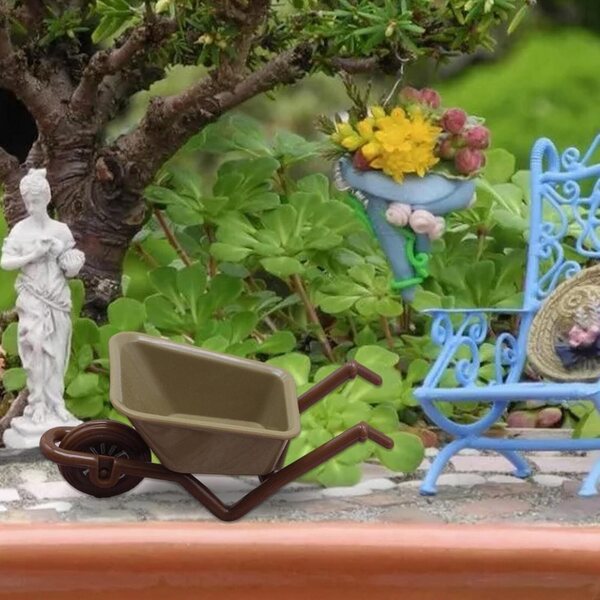 Mini-Schubkarre aus ABS für Garten- und Spieldekorationen, 9x4x4 cm, Grün