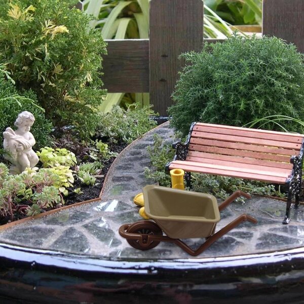 Mini-Schubkarre aus ABS für Garten- und Spieldekorationen, 9x4x4 cm, Grün