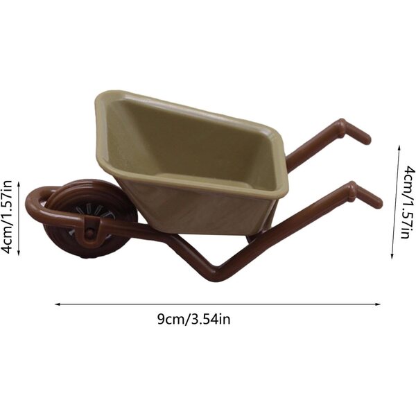 Mini-Schubkarre aus ABS für Garten- und Spieldekorationen, 9x4x4 cm, Grün