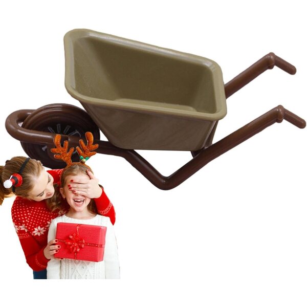 Mini-Schubkarre aus ABS für Garten- und Spieldekorationen, 9x4x4 cm, Grün
