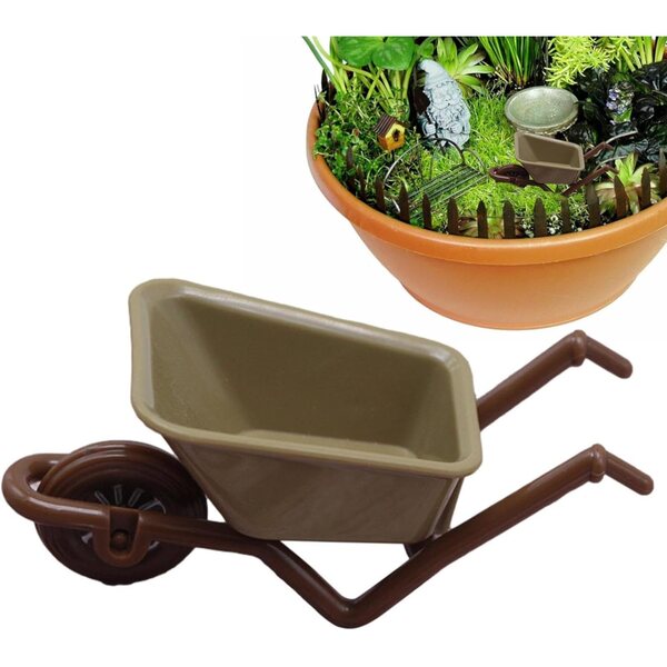 Mini-Schubkarre aus ABS für Garten- und Spieldekorationen, 9x4x4 cm, Grün
