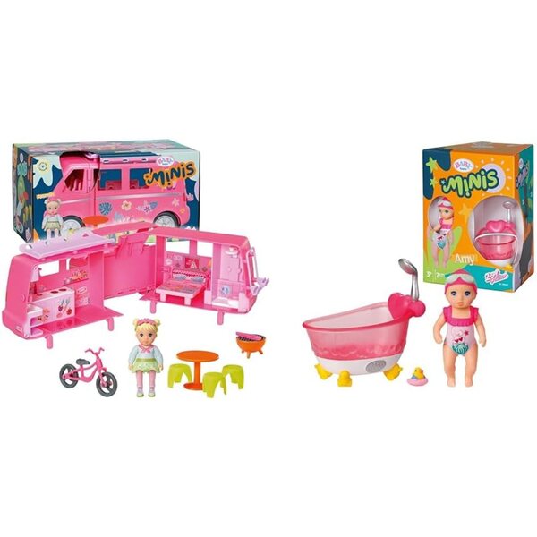 BABY Born Wohnmobil- und Badewannen-Spielset mit Puppe Jasmin und Amy, inklusive Zubehör