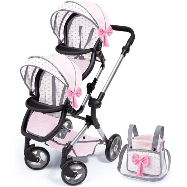 CLAUDIO REIG Zwillingskinderwagen für Puppen, höhenverstellbar 68–80 cm