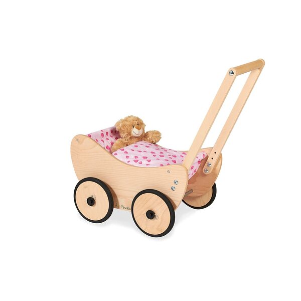 Pinolino Bambolewagen Sarah aus Holz mit Bremse + Puppe Annelie HABA 30 cm für Kinder 1-6 Jahre