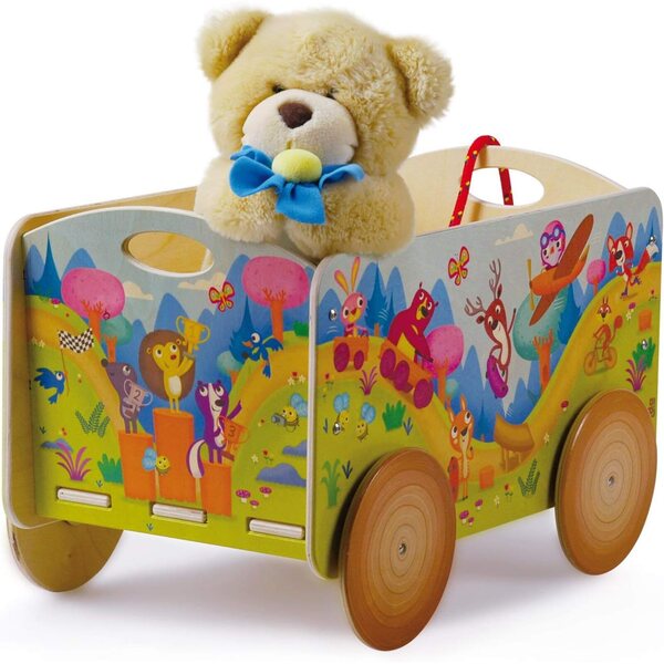 Dida-Kinderwagen aus Holz, Montessori-Spielzeugkinderwagen ab 2 Jahren, ziehbarer Kinderwagen mit Rädern