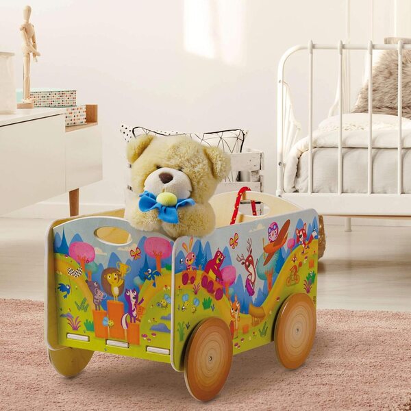 Dida-Kinderwagen aus Holz, Montessori-Spielzeugkinderwagen ab 2 Jahren, ziehbarer Kinderwagen mit Rädern