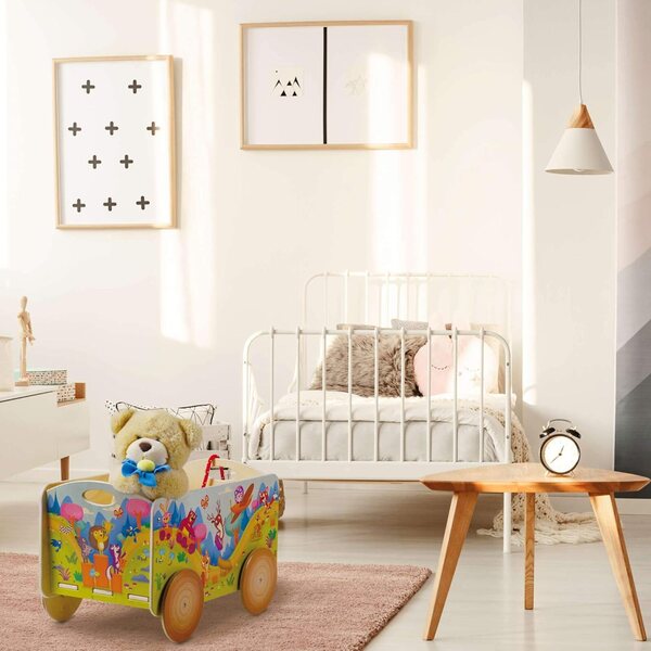 Dida-Kinderwagen aus Holz, Montessori-Spielzeugkinderwagen ab 2 Jahren, ziehbarer Kinderwagen mit Rädern