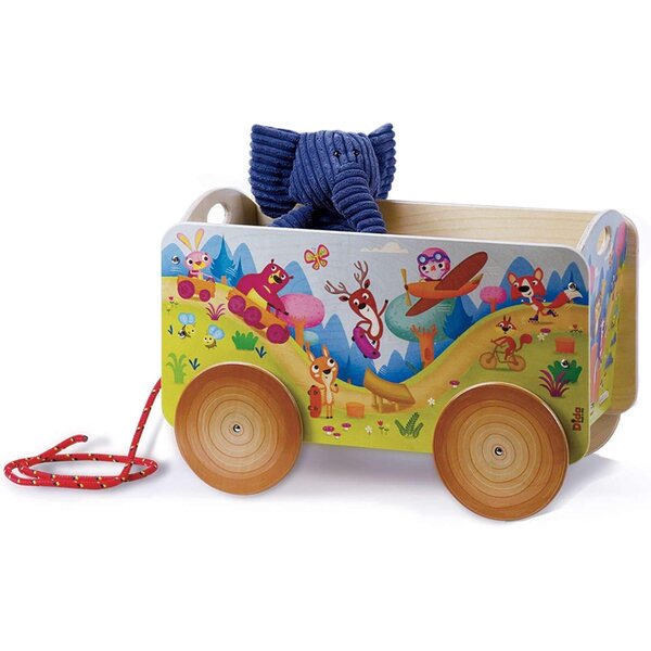 Dida-Kinderwagen aus Holz, Montessori-Spielzeugkinderwagen ab 2 Jahren, ziehbarer Kinderwagen mit Rädern