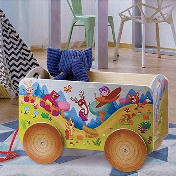 Dida-Kinderwagen aus Holz, Montessori-Spielzeugkinderwagen ab 2 Jahren, ziehbarer Kinderwagen mit Rädern