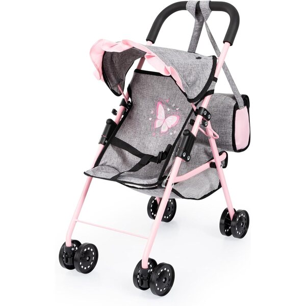 Bayer Design Puppenbuggy Jeans-grau mit Zubehör, faltbar, mit Doppelrädern und Kissen