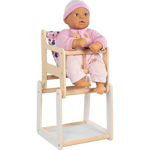 2-in-1-Hochstuhl für Puppen aus Holz und Stoff – modernes und farbenfrohes Design