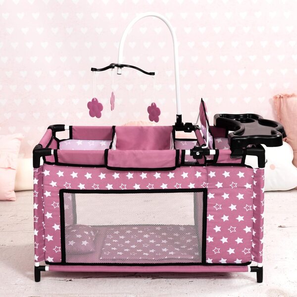 Bayer Design Puppenbett mit Kleiderschrank, Hochstuhl, Mobile, Decke und Kissen