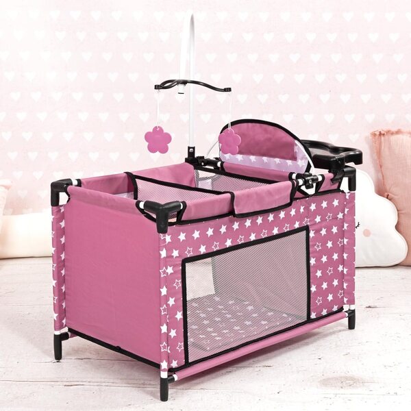 Bayer Design Puppenbett mit Kleiderschrank, Hochstuhl, Mobile, Decke und Kissen