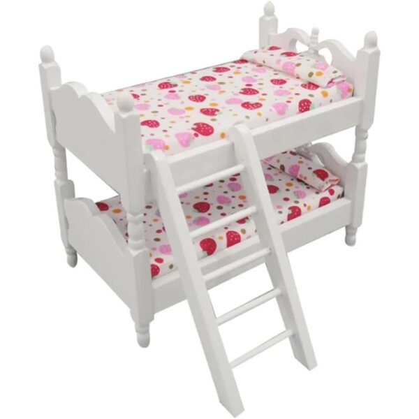 Mini letto a castello in legno per casa delle bambole design realistico scala 1:12