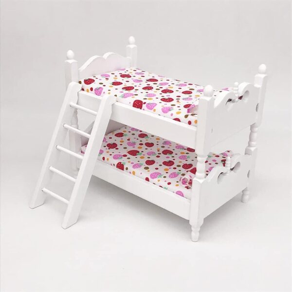Mini letto a castello in legno per casa delle bambole design realistico scala 1:12