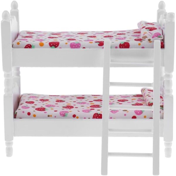Mini letto a castello in legno per casa delle bambole design realistico scala 1:12