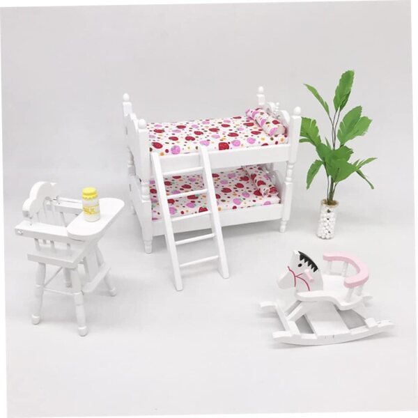 Mini letto a castello in legno per casa delle bambole design realistico scala 1:12