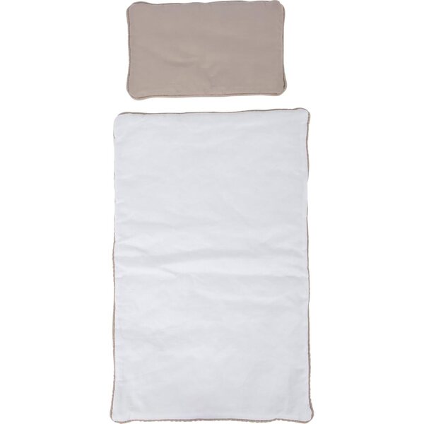 lettino per bambole Little Button in legno con biancheria inclusa, design scandinavo, 50x28x35 cm