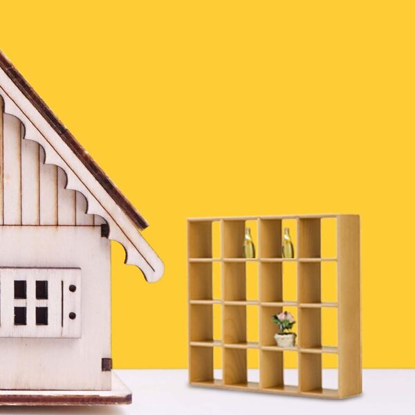 Miniatura Libreria in Legno 1:12 con 16 Scomparti per Casa delle Bambole Wedhapy