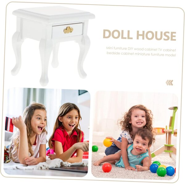Yardwe Mini Tavolino Bianco in Legno per casa delle bambole, Mobile Decorativo DIY