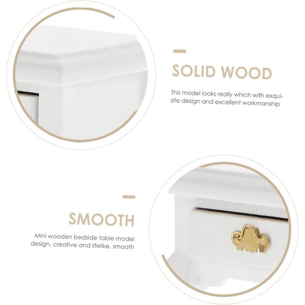 Yardwe Mini Tavolino Bianco in Legno per casa delle bambole, Mobile Decorativo DIY