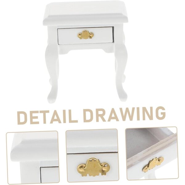 Yardwe Mini Tavolino Bianco in Legno per casa delle bambole, Mobile Decorativo DIY