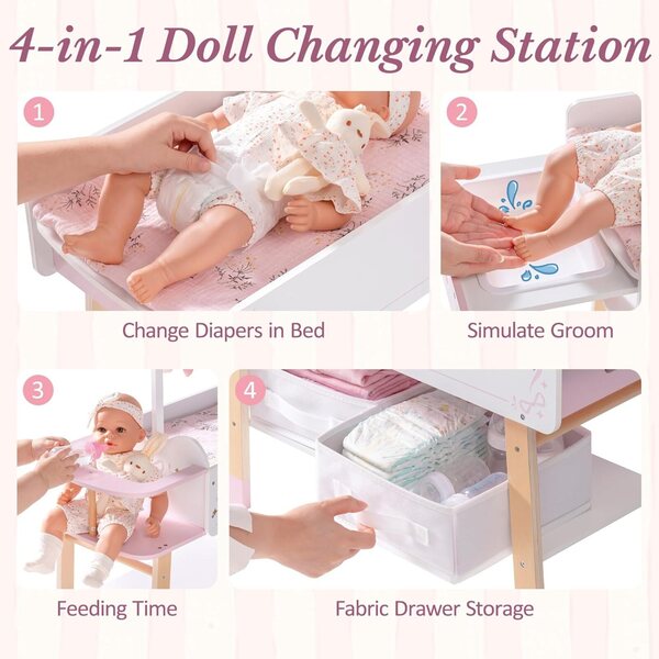 ROBOTIME mobili per bambole Holz Set Ballet Fairy per Bambole 16-18 Pollici Rosa e Bianco