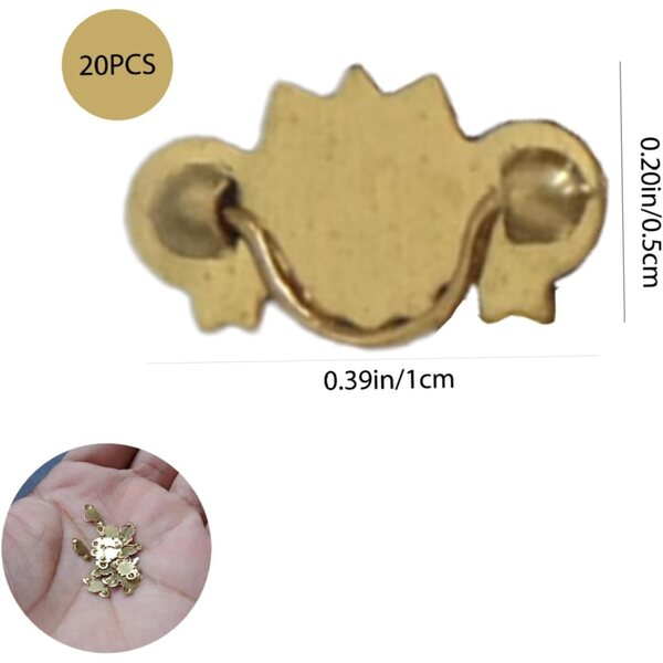 Mini-Schubladengriffe 1:12 aus goldenem Metall, 20 Stück für Puppenhauszubehör