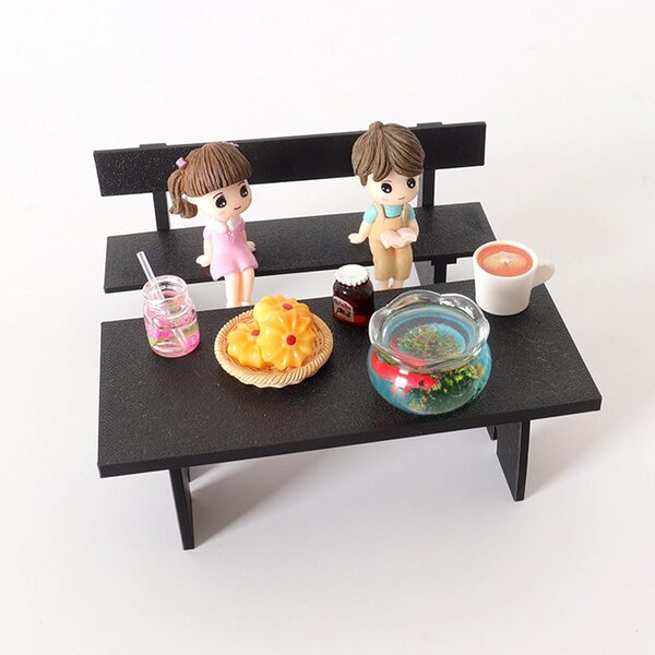 Set mobili da pranzo in plastica scala 1:12 per bambole, miniatura e decorazioni