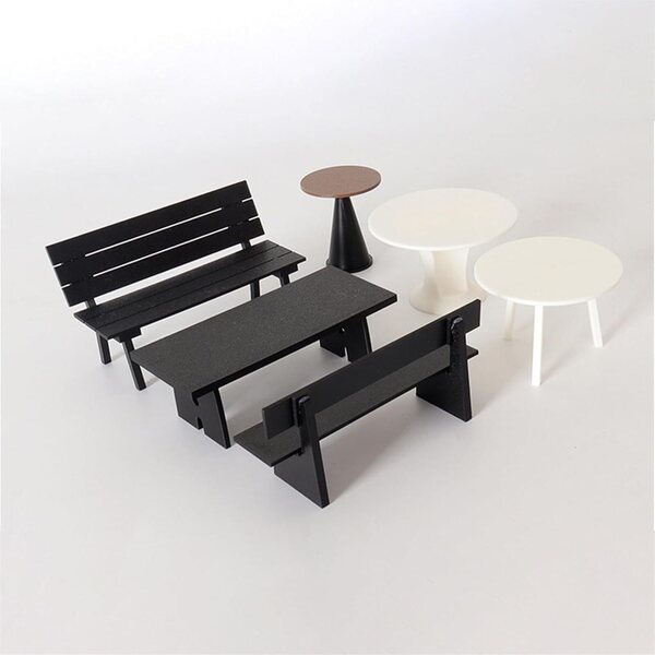 Set mobili da pranzo in plastica scala 1:12 per bambole, miniatura e decorazioni