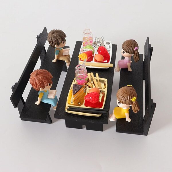 Set mobili da pranzo in plastica scala 1:12 per bambole, miniatura e decorazioni