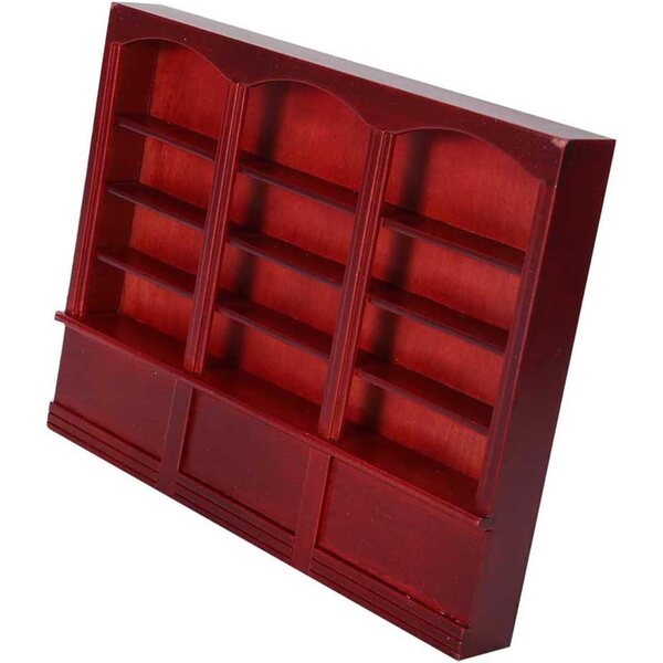 Libreria in miniatura per casa delle bambole in legno a 4 ripiani colore rosso-bruno