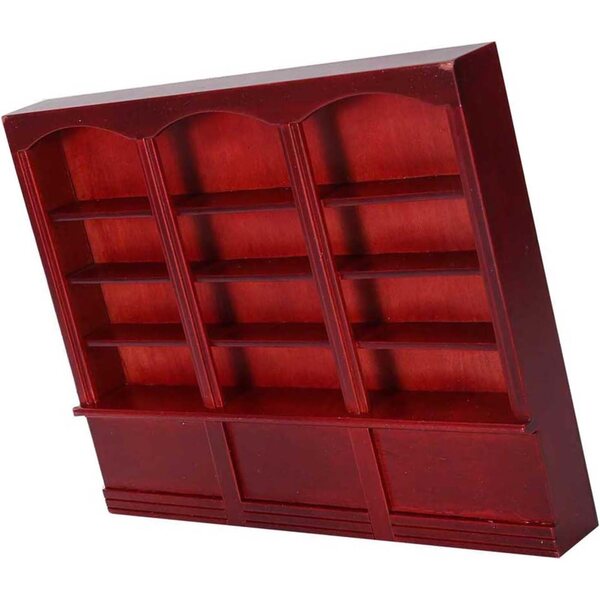 Libreria in miniatura per casa delle bambole in legno a 4 ripiani colore rosso-bruno