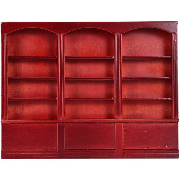 Libreria in miniatura per casa delle bambole in legno a 4 ripiani colore rosso-bruno