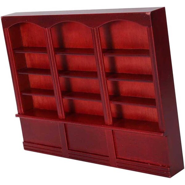Libreria in miniatura per casa delle bambole in legno a 4 ripiani colore rosso-bruno