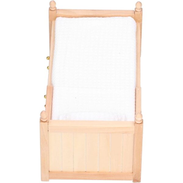 Letto Miniatura in Betulla per Casa delle Bambole 1:12 con Materasso e Cuscino