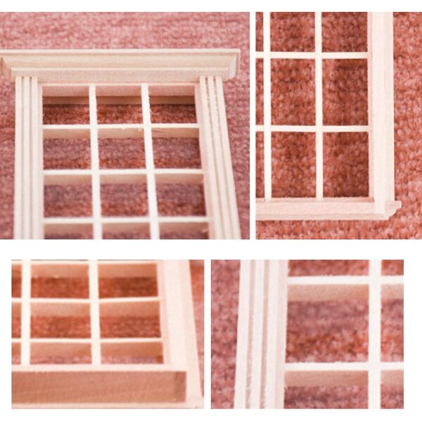 Set 8 Finestre in Legno per casa delle bambole 1:12 – Miniature Finestra con 12 Riquadri