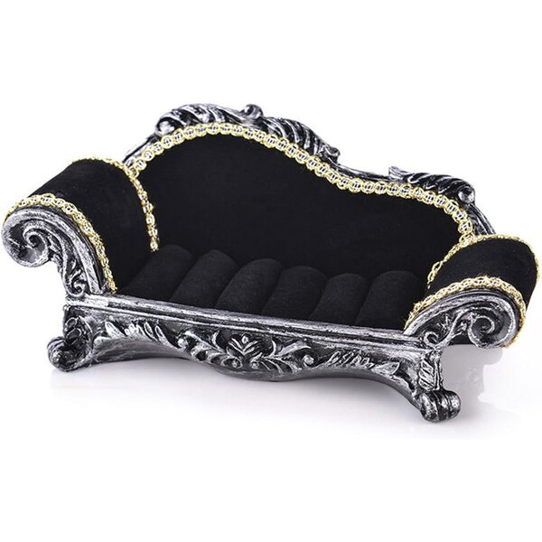 Sofa vittoriano nero per casa delle bambole 1:12, miniatura elegante in resina