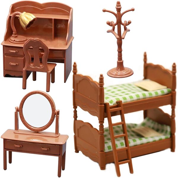 Set mobili per casa delle bambole in stile retrò cinese, camera da letto miniatura in plastica sicura
